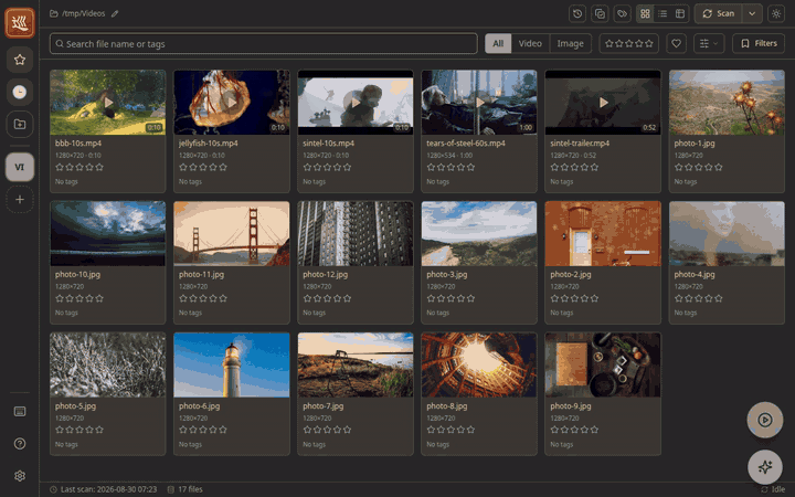 全画面プレイヤーがリストを自動で流し続けるデモ